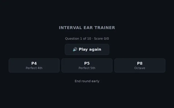 The interval ear trainer: hear two notes and name the interval