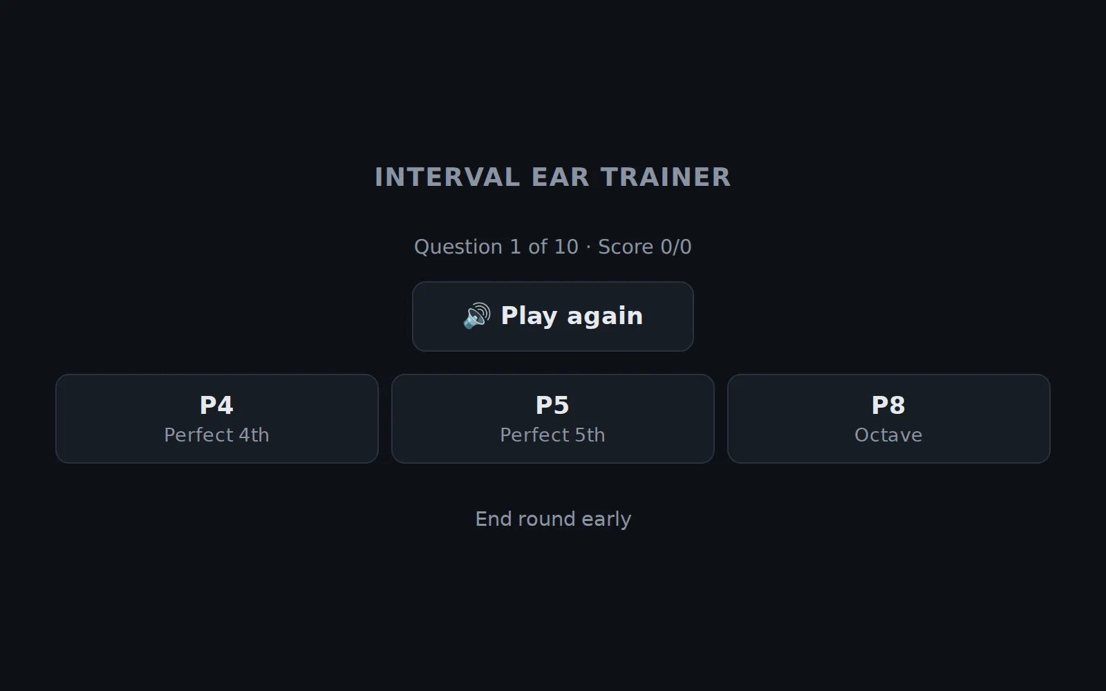 The interval ear trainer: hear two notes and name the interval